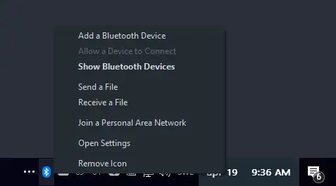 Quick connect bluetooth devices in windows