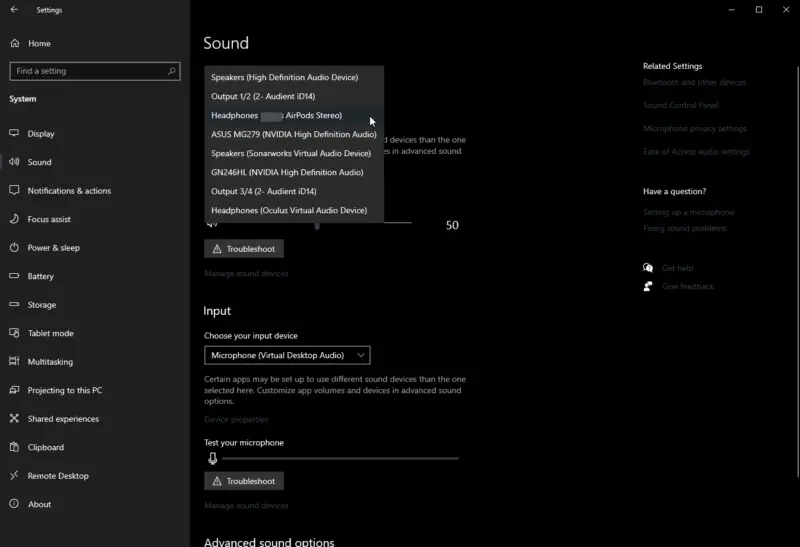 sound settings in windows 10