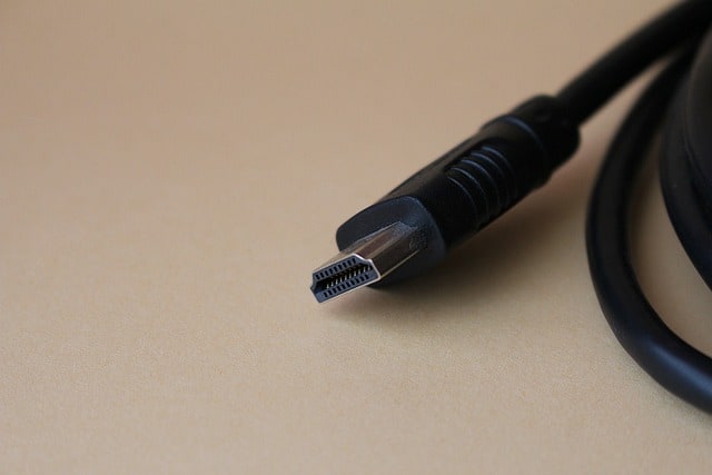 HDMI cable on table